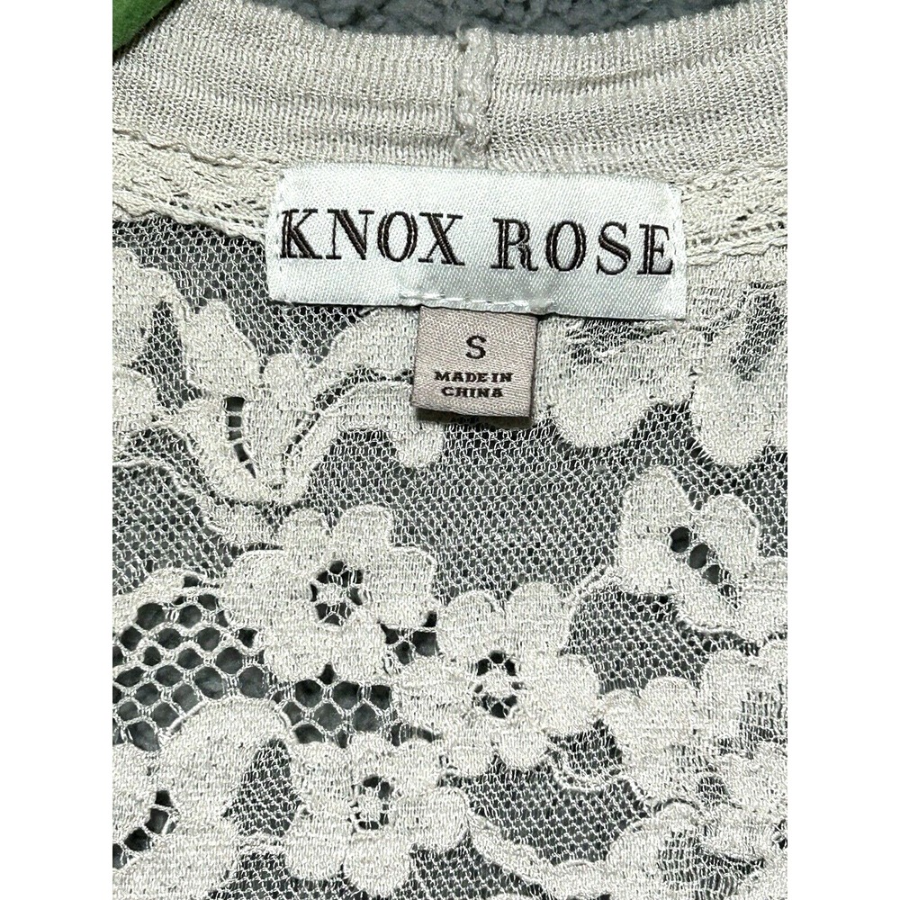 Knox Rose Beige Boho Lace Back Blouse Small Flared Bell Sleeve Open Cardigan - Picture 4 of 4